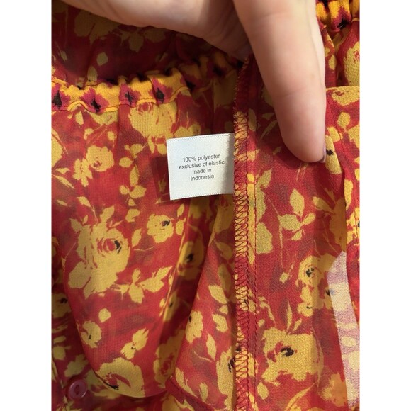 Lane Bryant Red Yellow Tiered Sheer Mesh Babydoll Tunic Womens Size 14/16 Autumn - Picture 8 of 8